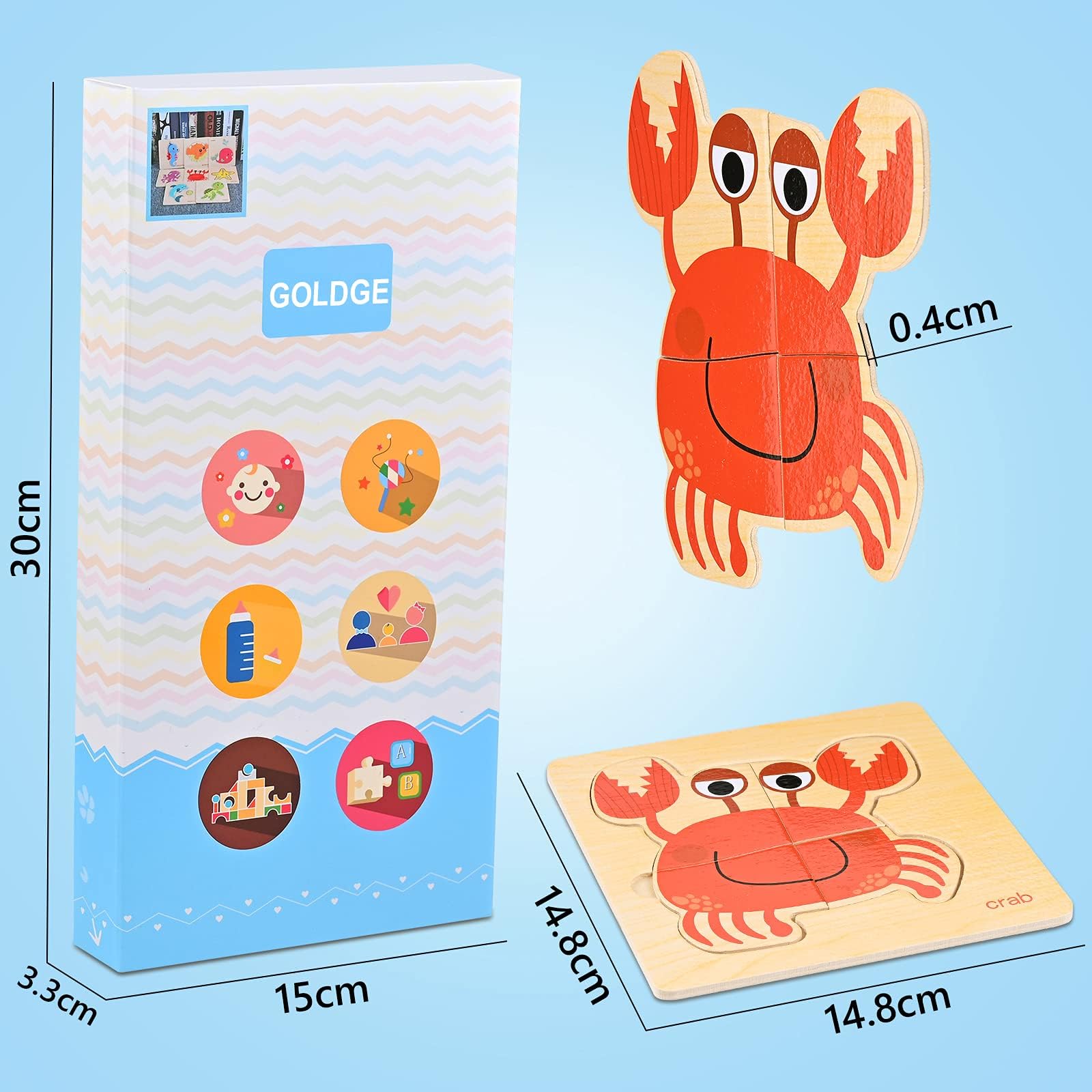 GOLDGE Puzzle 1 2 3 4 5 Años Juguetes Niños 16 Pcs, Brinquedos Bebe, Juegos Educativos Conocer Animales, Rompecabezas Juegos Niños como Regalo Niña y Niño, Juguetes Educativos Infantiles Preescola