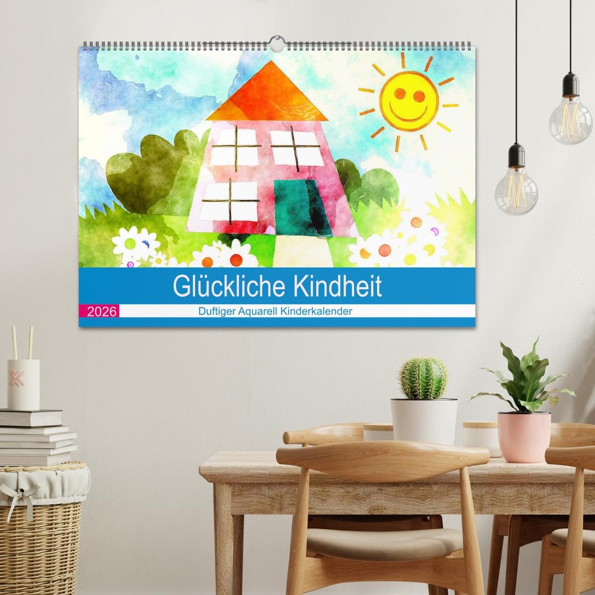 Glückliche Kindheit. Duftiger Aquarell Kinderkalender (Wandkalender 2026 DIN A2 quer), CALVENDO Monatskalender: Sonniger Aquarellkalender für glückliche Kinder und Familien (CALVENDO Kunst)