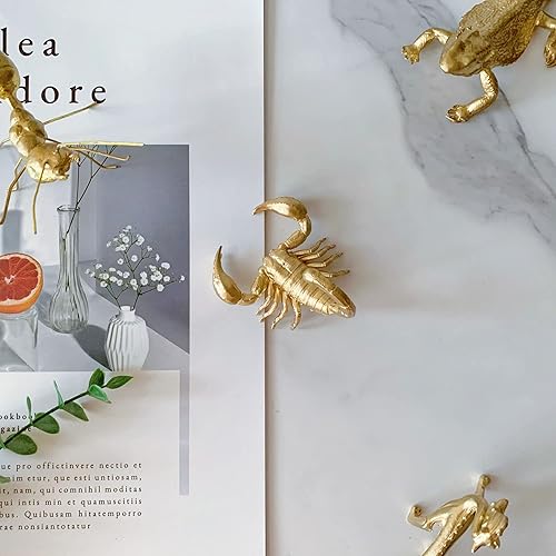 Miniatura 6 de Mini figura de escorpión dorada, adorno de animal de metal sólido, mini escultura de escorpión para decoración de escritorio en casa, oficina, jardín