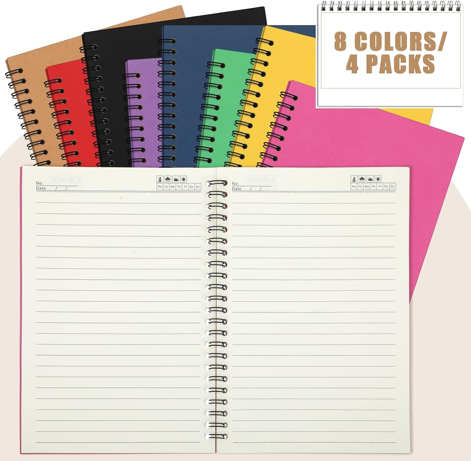 Honoson 32 Pcs A5 Spiral Notebooks Bulk 6x8 Inch Lined Spiral Notebook 6x8 Multicolor College Ruled Journal 100 Pages 50 Sheets for Back to School Work Notetaking for Women Men Student School Supplies image 3