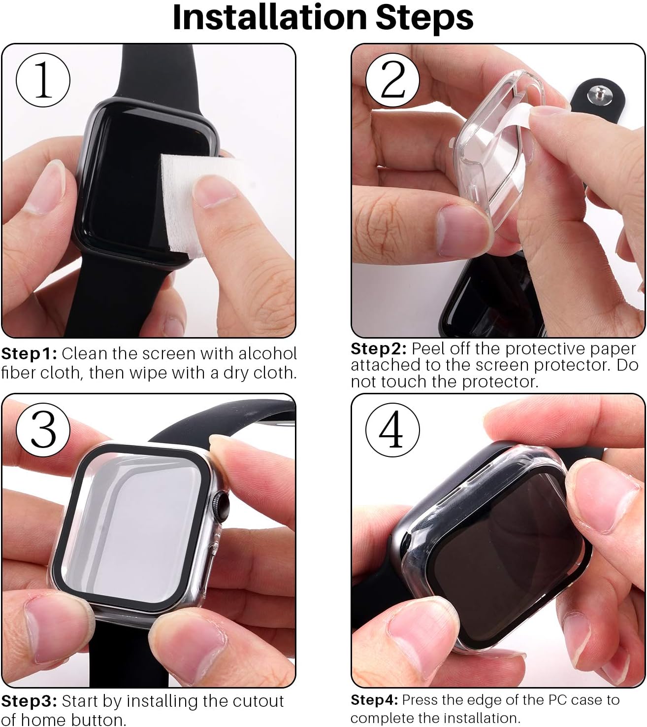 LK 2 Pack Tempered Glass Case Compatible With Apple Watch 42mm Series 3 Series 2 Series 1 Built-in Tempered Glass Screen Protector, Hard PC Protector Cover for iWatch 42mm (Clear)