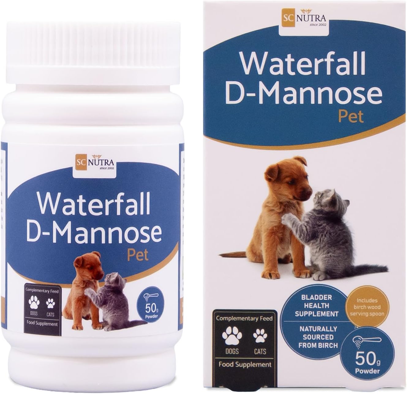 Waterfall D-Mannose Powder for Cats & Small Animals – Easy to Mix Pet Supplement – Urinary Support – Suitable for Dogs – Pure Birch D-Mannose – 50g