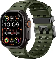 Adorve Pulseira de silicone masculina compatível com Apple Watch Ultra 2 de 49 mm, 46 mm, 45 mm, 44 mm e 42 mm, resistente à prova d'água para iWatch 10 9, 8, 7, 6, 5, 4, 3, 2 1 e SE