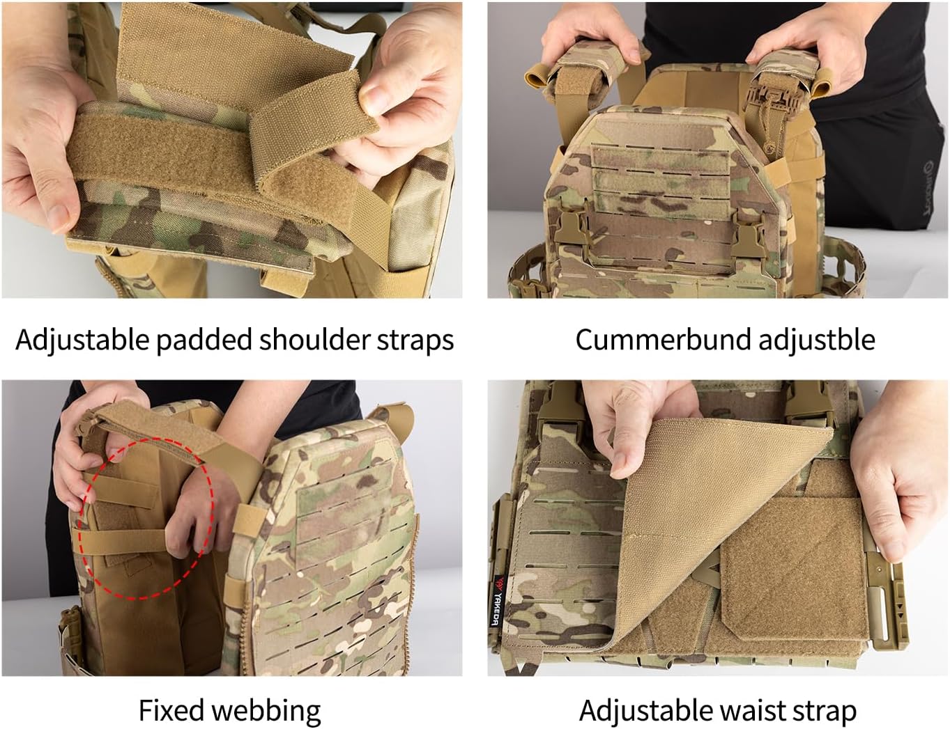 YAKEDA Tactical Training Vest with PALS System - Adjustable Straps Quick-Release Buckle for Hunting