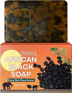 Jabón negro africano con manteca de karité (5...