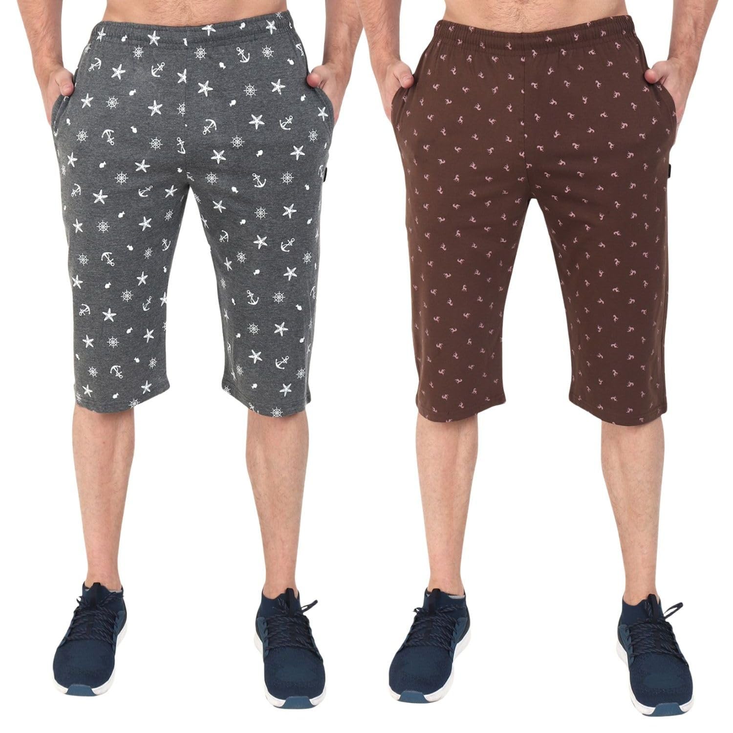 Men's Cotton Blend Printed Regular Fit Combo Shorts with 2 Side Pockets-image-30