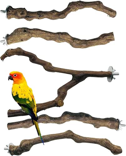5 PCS Natural Grape Stick Perch Swing Chewing Toys for