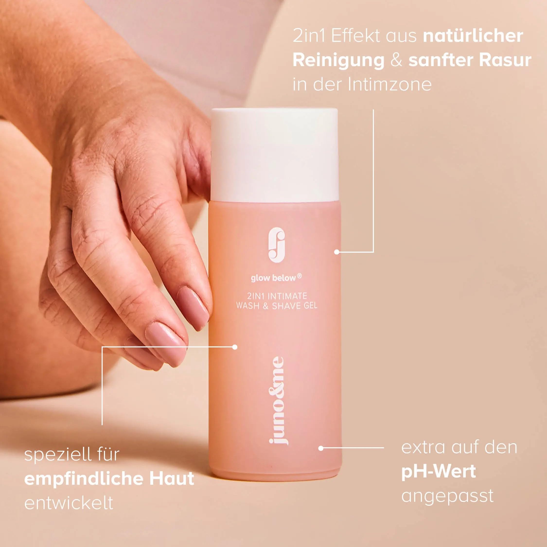 juno & me - Zestaw Happy Shaving: 3-częściowy zestaw do golenia całego ciała – zawiera olejek do golenia, żel do golenia i olejek po goleniu – z kwasem mlekowym, olejkiem konopnym i aloesem – przeciw