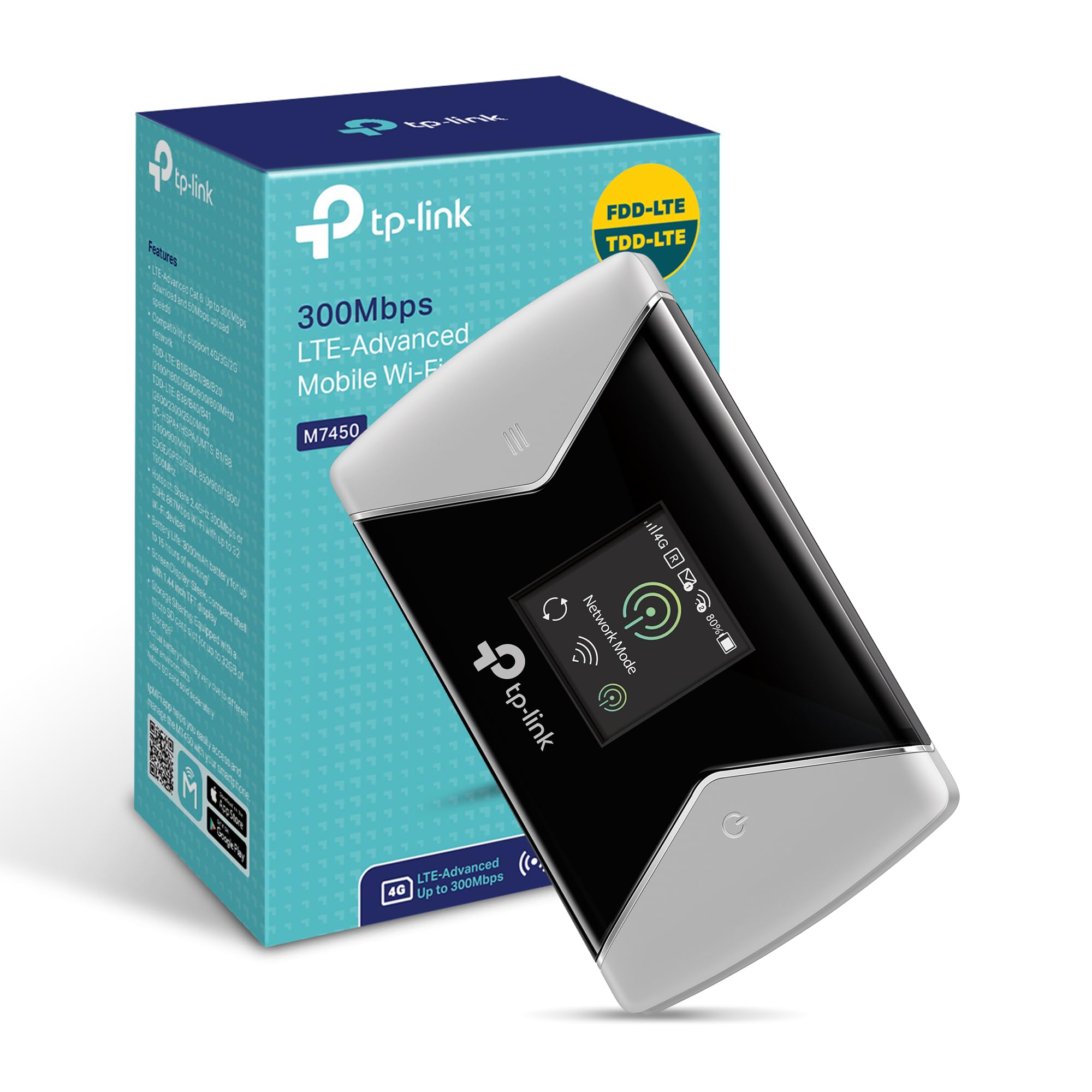 TP-Link M7450 Cat6 Portable WiFi MiFi, 4G+ Router with SIM Slot