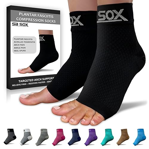 Miniatura 55 de SB Sox mangas para pie de compresión para hombres y mujeres - los mejores calcetines para fascitis plantar para el alivio del dolor de fascitis