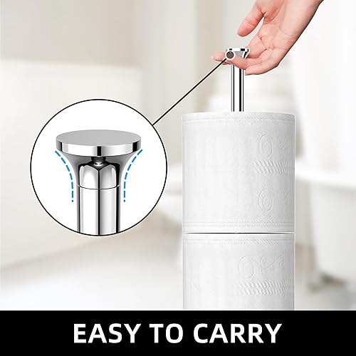 Miniatura 3 de Soporte de papel higiénico (con función de reserva), soporte de almacenamiento de papel higiénico independiente, soporte de acero inoxidable para