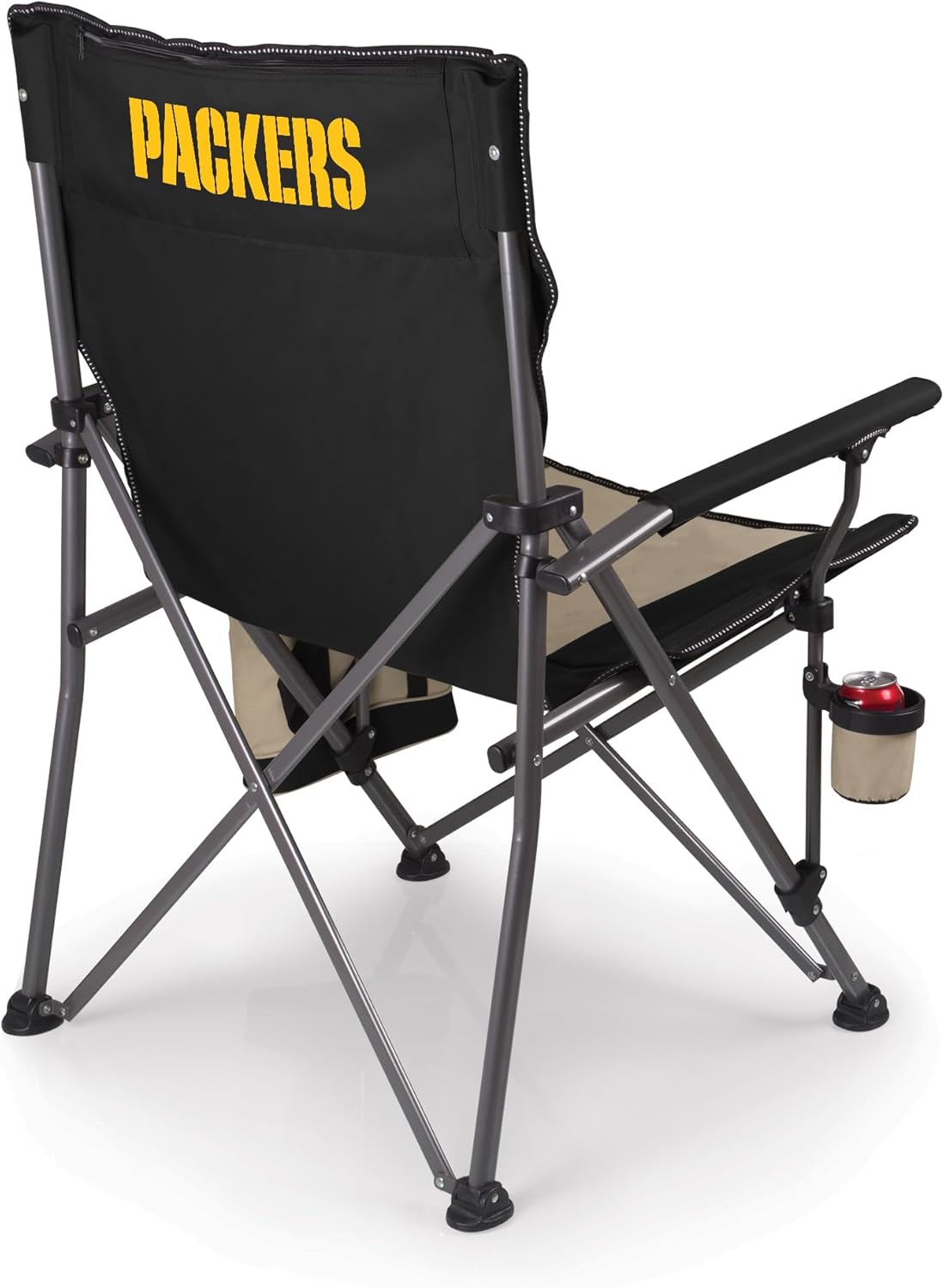 Picnic TIME NFL Green Bay Packers Big Bear XXL Camp Chair with Cooler, Heavy Duty Beach Chair, 500 lb Capacity Camping Chair with Carry Bag, (Black)