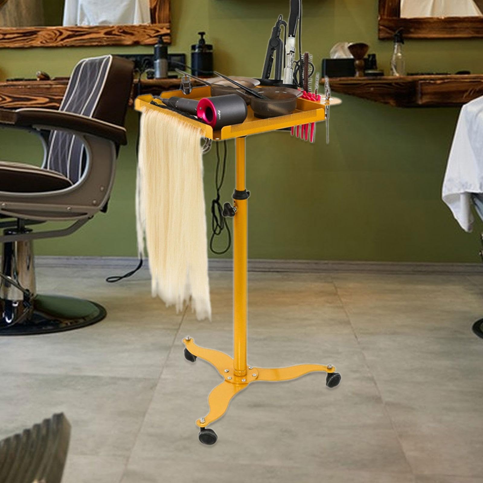 Friseurwagen Mit Ablage Und Schwenkrollen | aus Aluminium und Edelstahl, leicht beweglich, platzsparend, für Friseurbedarf