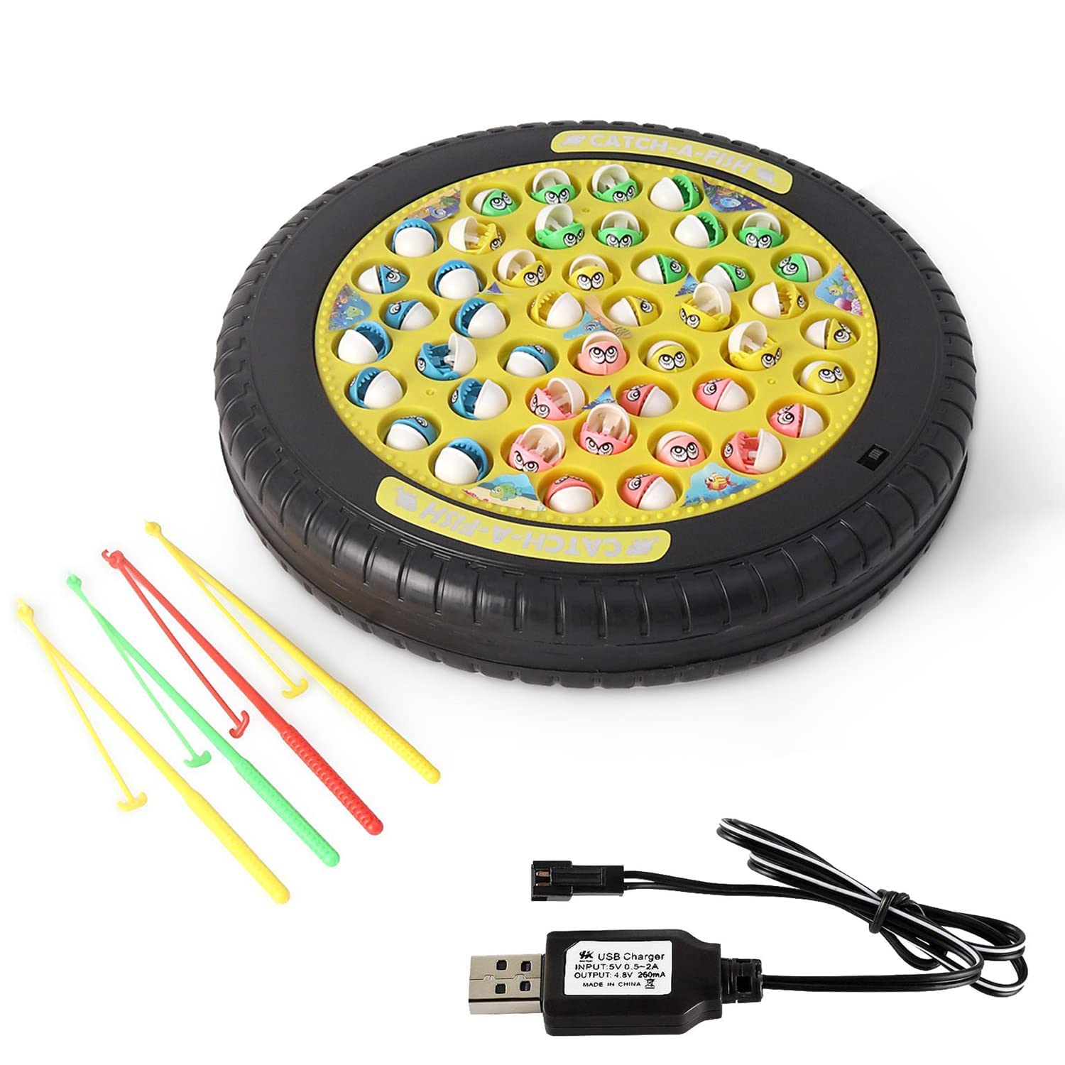 Braintastic Rechargeable Fishing Game Fish Catching Game Toy 45 Fishes with Big Round Pond & Fish 4 Catching Sticks, Durable, Entertaining & Skill-Building for Kids (Yellow1) (B0CBM28PDR) Amazon Price History, Amazon Price Tracker