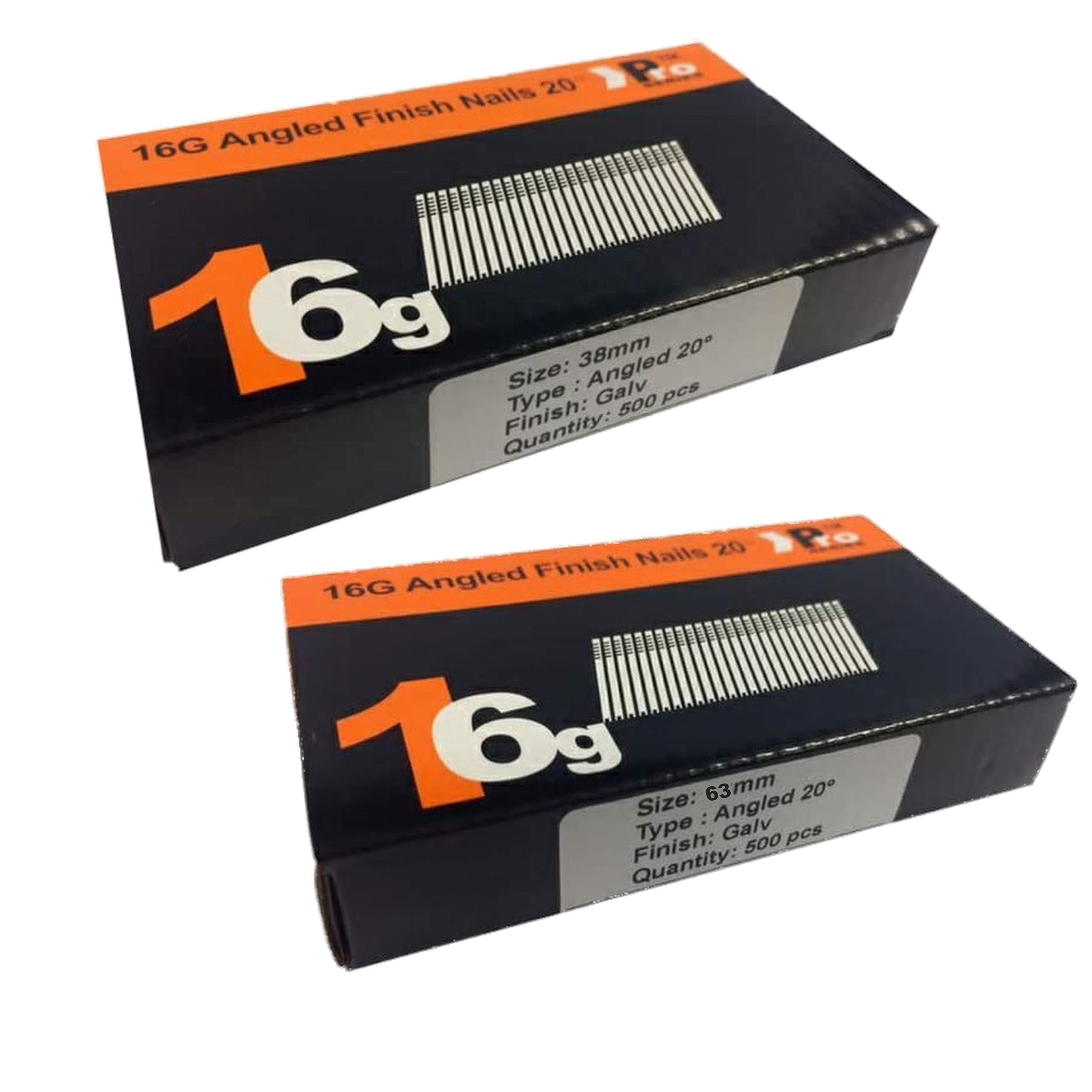 Mixed Handy Packs - Quantity 1000 Brad/Nails16 Gauge Angled for Paslode, Dewalt (32mm + 63mm Angled 16 Gauge)