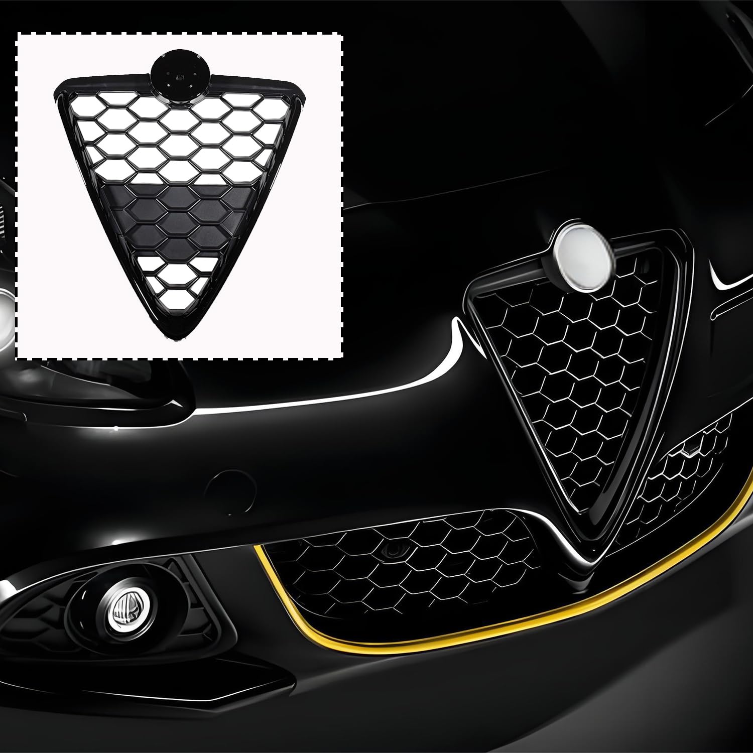 Griglia Radiatore Anteriore dell'auto Compatibile con ALFA ROMEO GIULIETTA 2010-2021 156112051 Nero