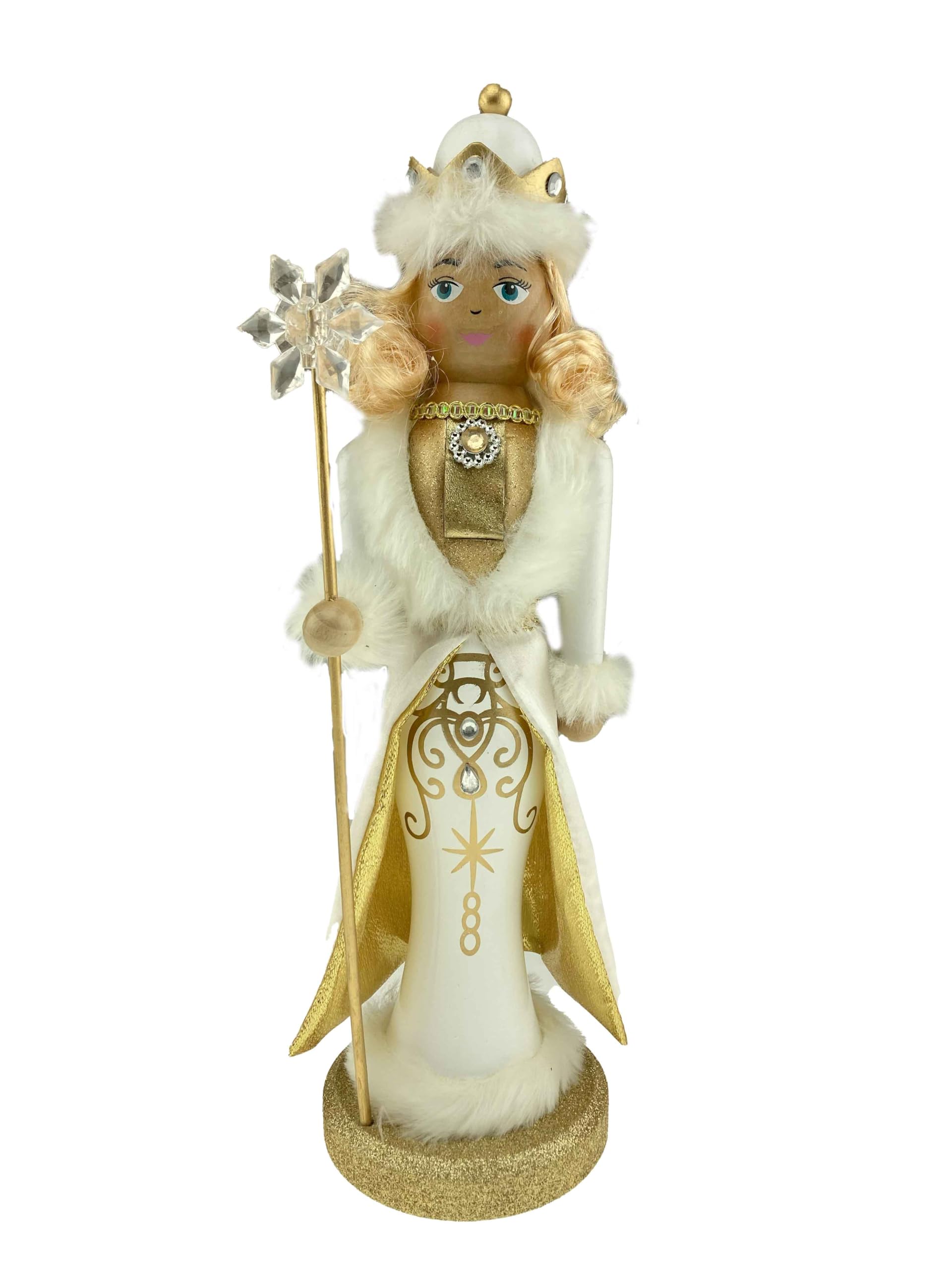 Clever Creations Gold Queen 14 Inch Traditional Wooden Nutcracker, Festive Christmas Décor for Shelves and Tables