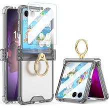 Galaxy Z Flip 7 Case with Screen Protector Hinge Protection Clear for Samsung Flip 7 Case with Kickstand Protective Cover for Samsung Galaxy Z Flip 7 5G 2025 - Clear Black