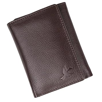 HORNBULL Men's Brown Tri Fold Genuine Leather Wallet for Men | Branded Mens Wallet with RFID Blocking | Classic Design Gift Wallet for Mens and Boys - image, photos