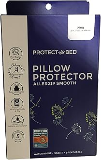 Protect-A-Bed, AllerZip Pillow Protector, Zippered, Waterproof, 2-pack, King Size
