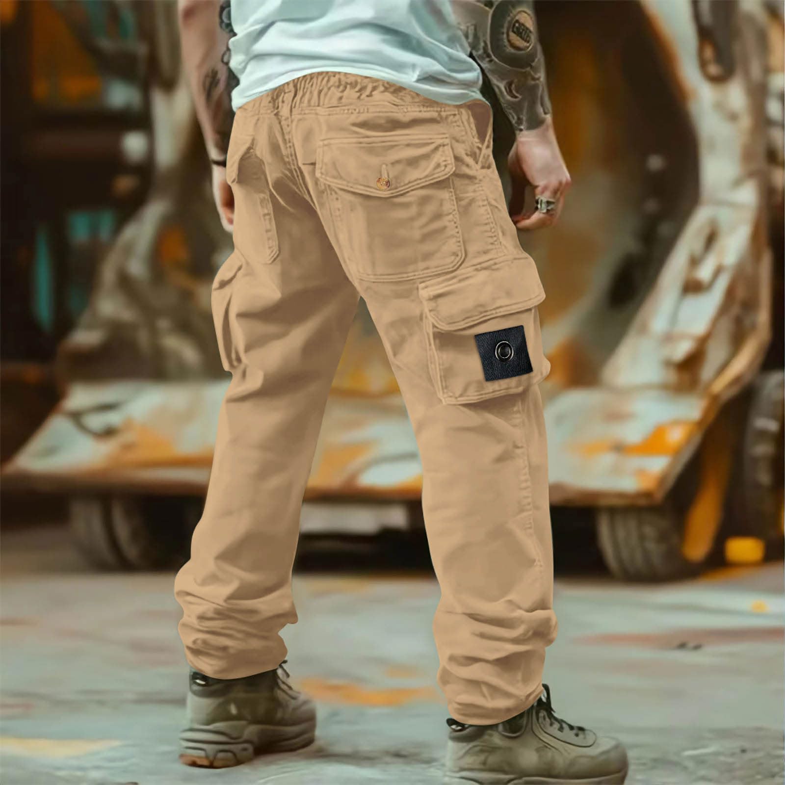 Generisch Pantalones cargo resistentes para hombre con muchos bolsillos, pantalones de trabajo informales de estilo militar, cómodos pantalones de algodón para exteriores