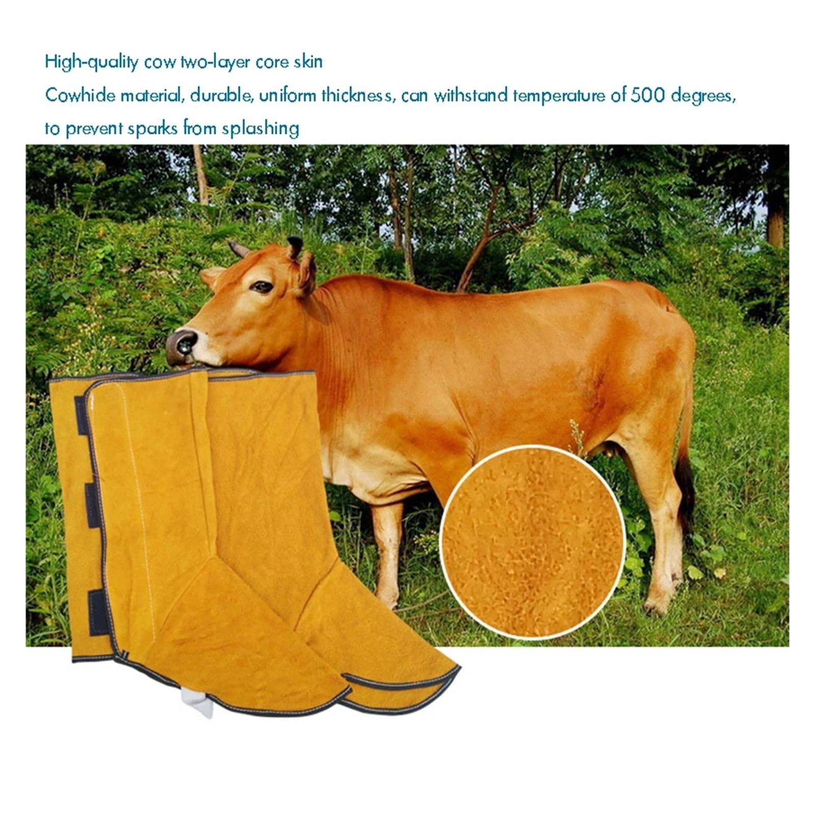 Couvre-chaussures De Protection En Cuir Vache 32 Cm