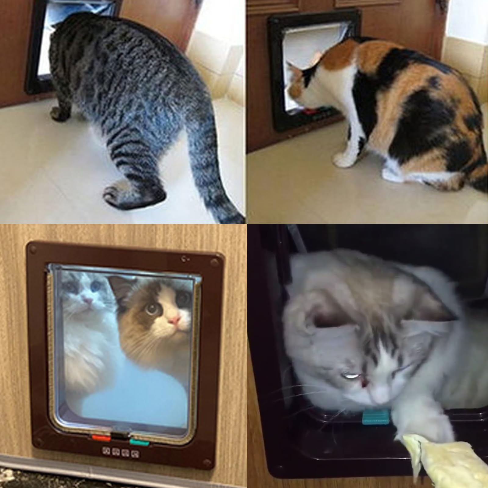 1 Pezzi Porta Schermo per Animali Domestici,Gattaiola per Gatti,Entrata e Uscita Controllabile, Porta Scorrevole per Finestra di Sicurezza per Animale Domestico,Marrone