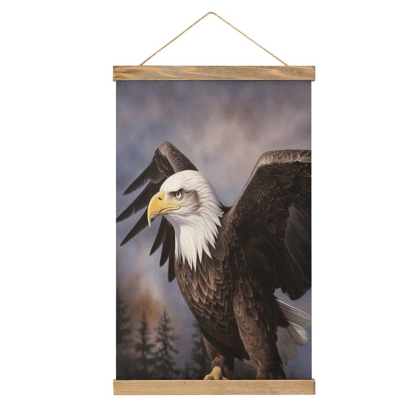 VstaDank Bald Eagle Poster with Wooden Frame Hanger Art Painting Wall Decor Poster Wall Hanging Wooden Frame 13x20 Wood Poster Hanger for Photo Picture Art Canvas Print Artwork