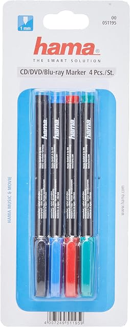 Hama CD/DVD Marker 4er-Set, black,red,blue,green