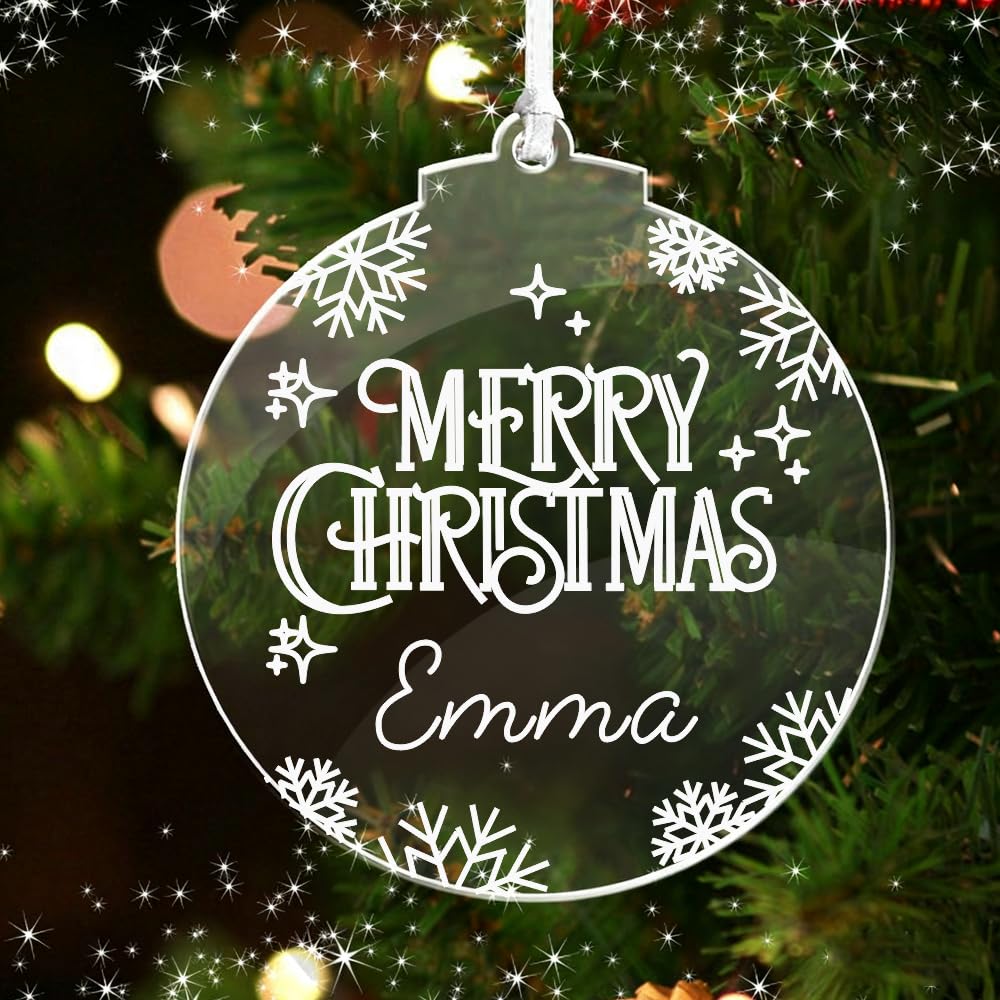Personalised Christmas Baubles, Personalised Christmas Tree Decorations 2025, Custom Xmas Baubles, Xmas Ornament for Tree, Gifts for Family Kids Mom Dad Friends(Round)