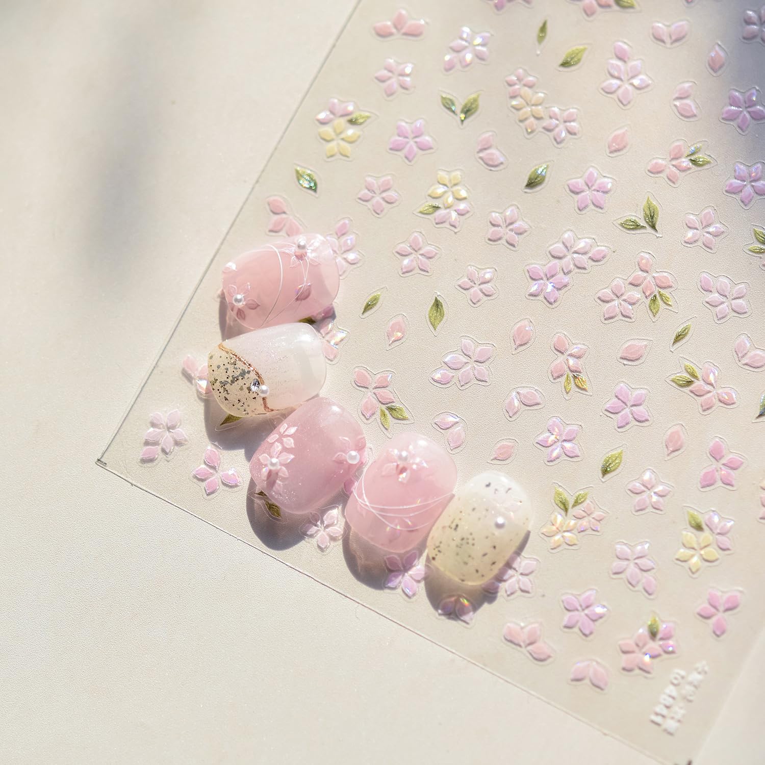 Photo 1 of 1 Sheets 5D Embossed Flower Nail Stickers for Nail Art Self Adhesive Cute Small Floral Nail Art Stickers Multi Color Flowers Leaf Nail Decals Nail Supplies Spring Nail Design Stickers for Women Girl