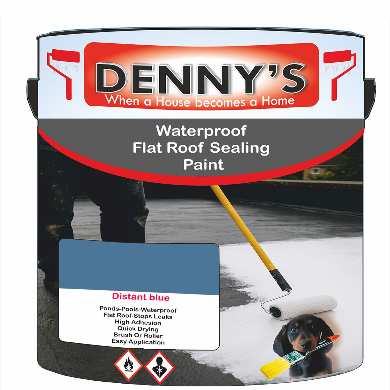 SCOOBYS PAINTS BACK IN THE MIX Chlorinated Rubber Flat Roof Paint – Waterproof Roof Sealer & Leak Repair Coating, Quick Drying, High Adhesion (Distant blue, 250ML Tin)