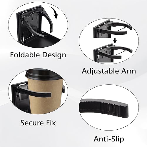 Miniatura 5 de 2 portavasos para barco, soporte plegable ajustable, portavasos universales para automóvil, camión, RV, barco, caravana, soporte para bebidas para
