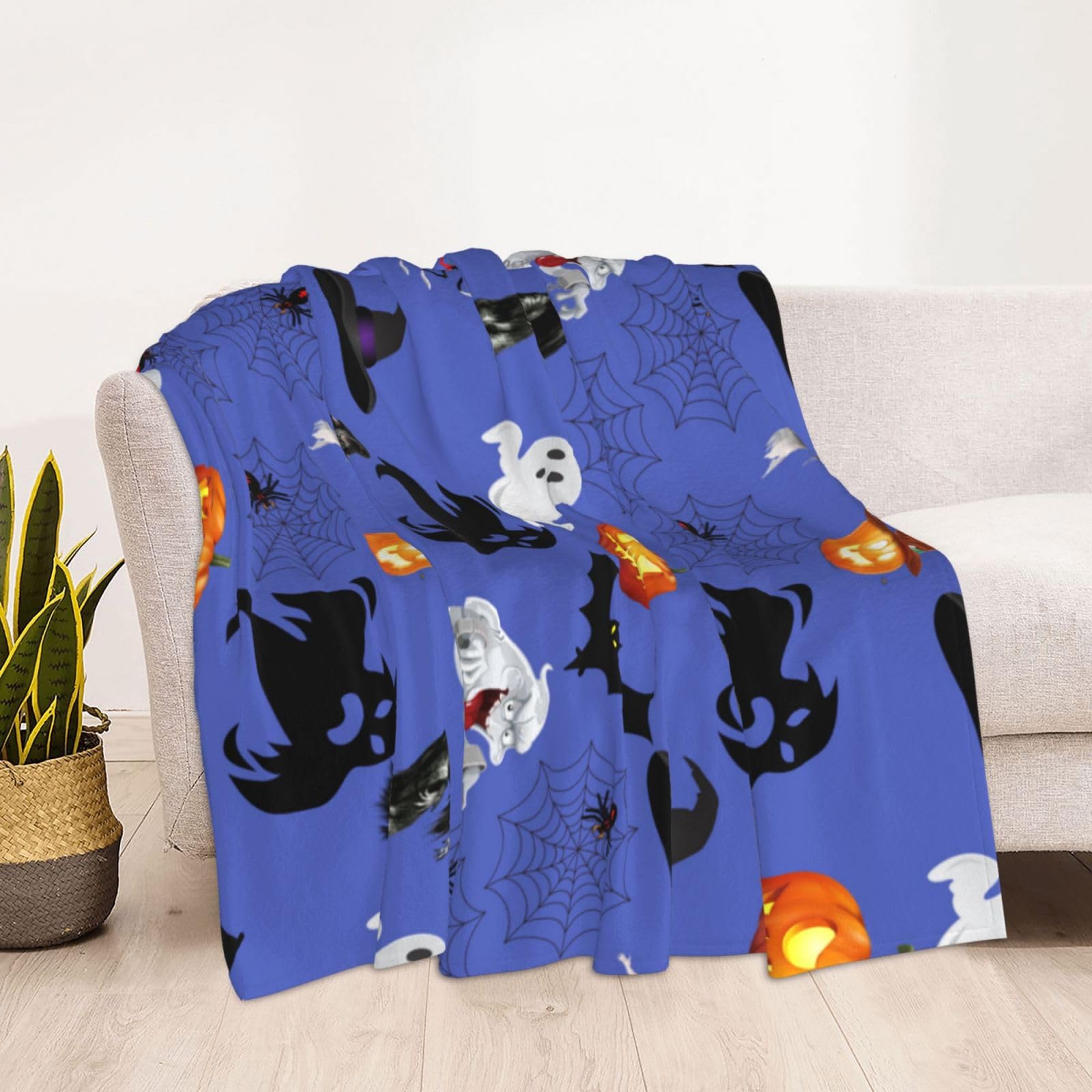 Ulta Coperta Halloween Morbida In Pile Di Flanella | 101x76 Cm | Per Picnic, Divano, Bambini, Animali