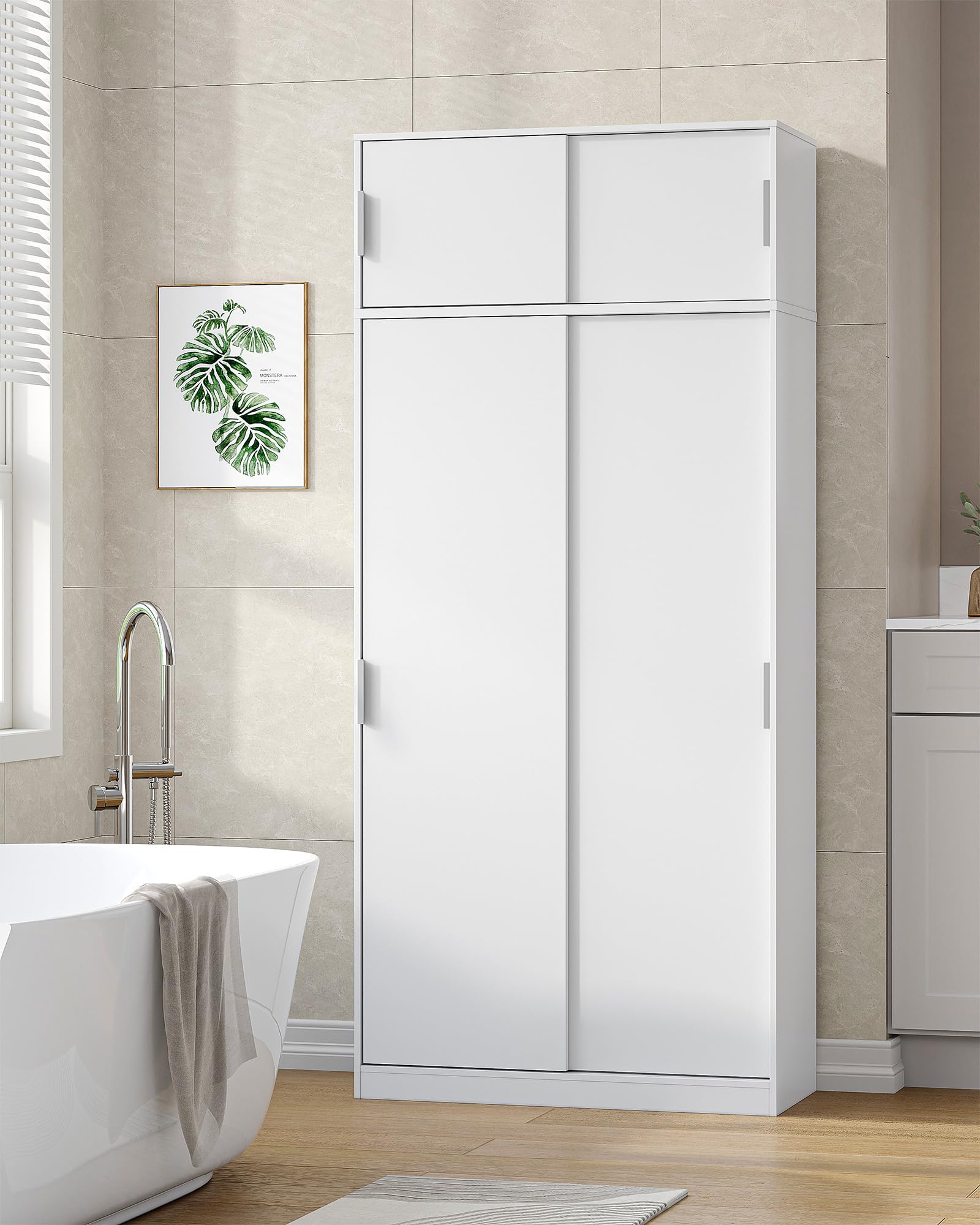 Hzuaneri Mobiletto Portascope Multifunzione,Vano Aspirapolvere,35x80x180 cm