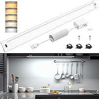 Vista 1 de WOBANE Iluminación debajo del gabinete, barra de luz LED enchufable de 24 pulgadas, activada por ondas manuales, regulable sin contacto