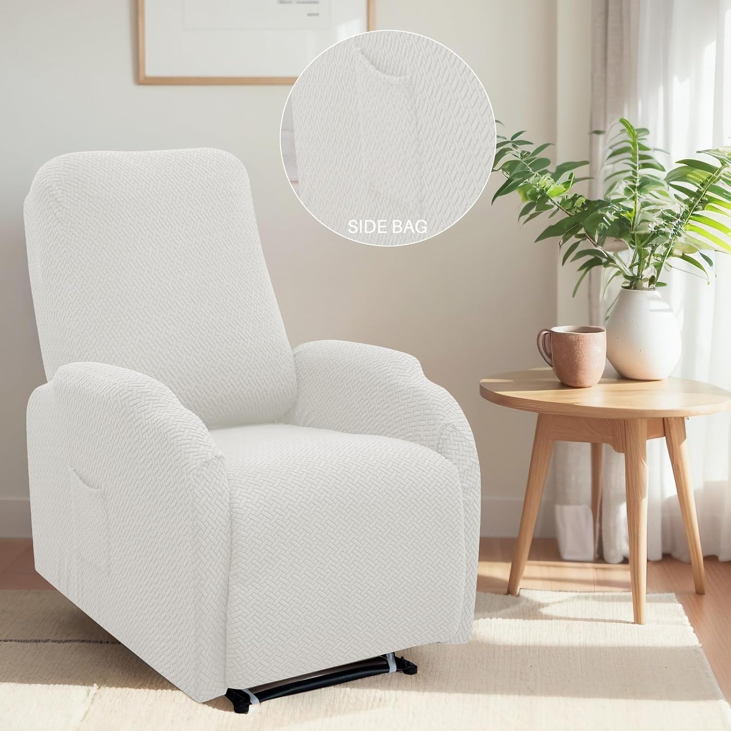 LiveGo Recliner Chair Cover 4 Piece Slipcover Small Recliner Cover Jacquard 1 Seat Couch Covers Washable Chair Furniture Protector