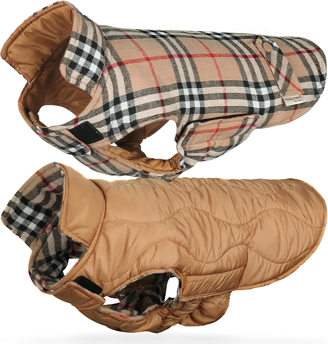 VIVAGLORY Dog Winter Coat Softjoy Warm Dog Jacket, S, Khaki