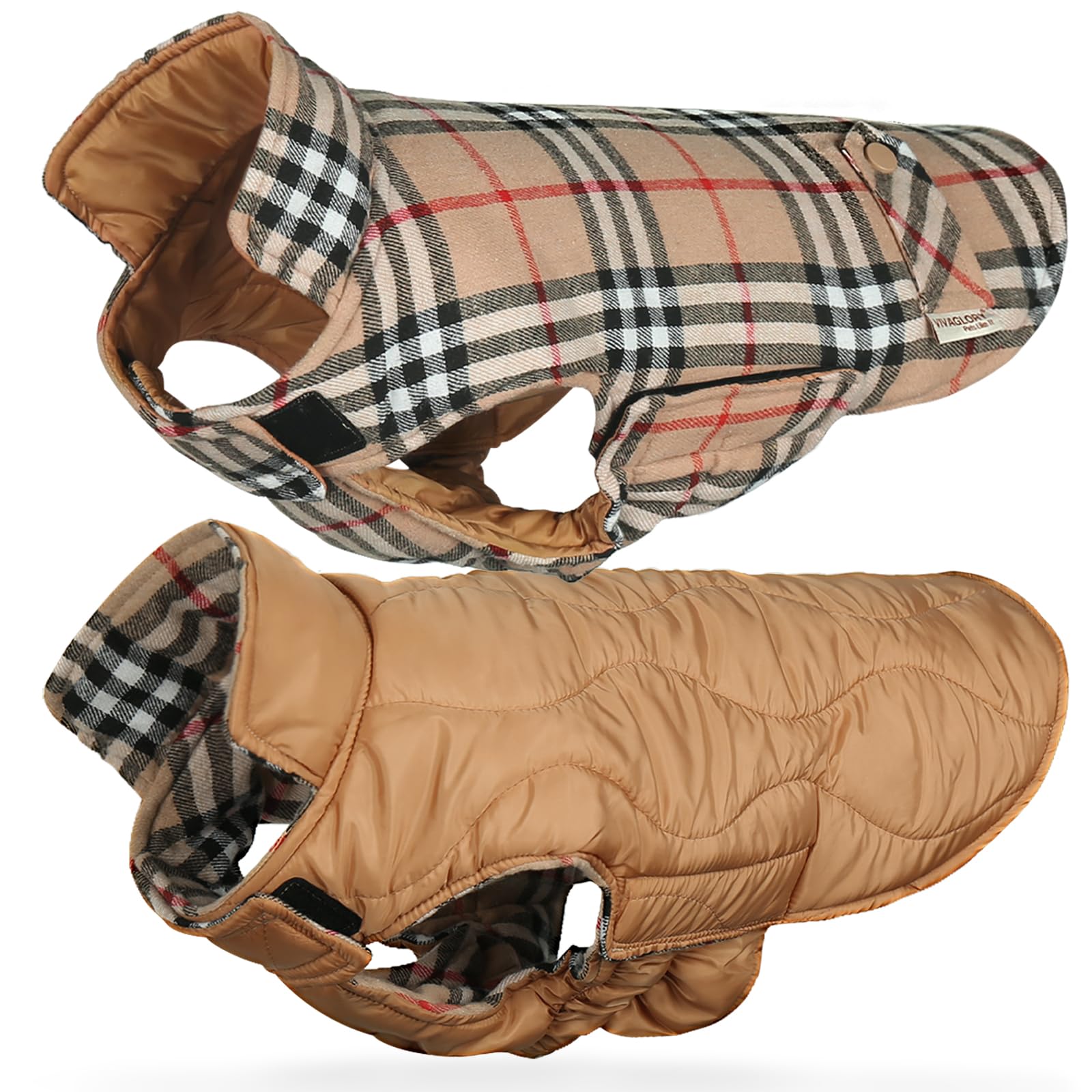 VIVAGLORY Dog Winter Coat Softjoy Warm Dog Jacket, XXS, Khaki