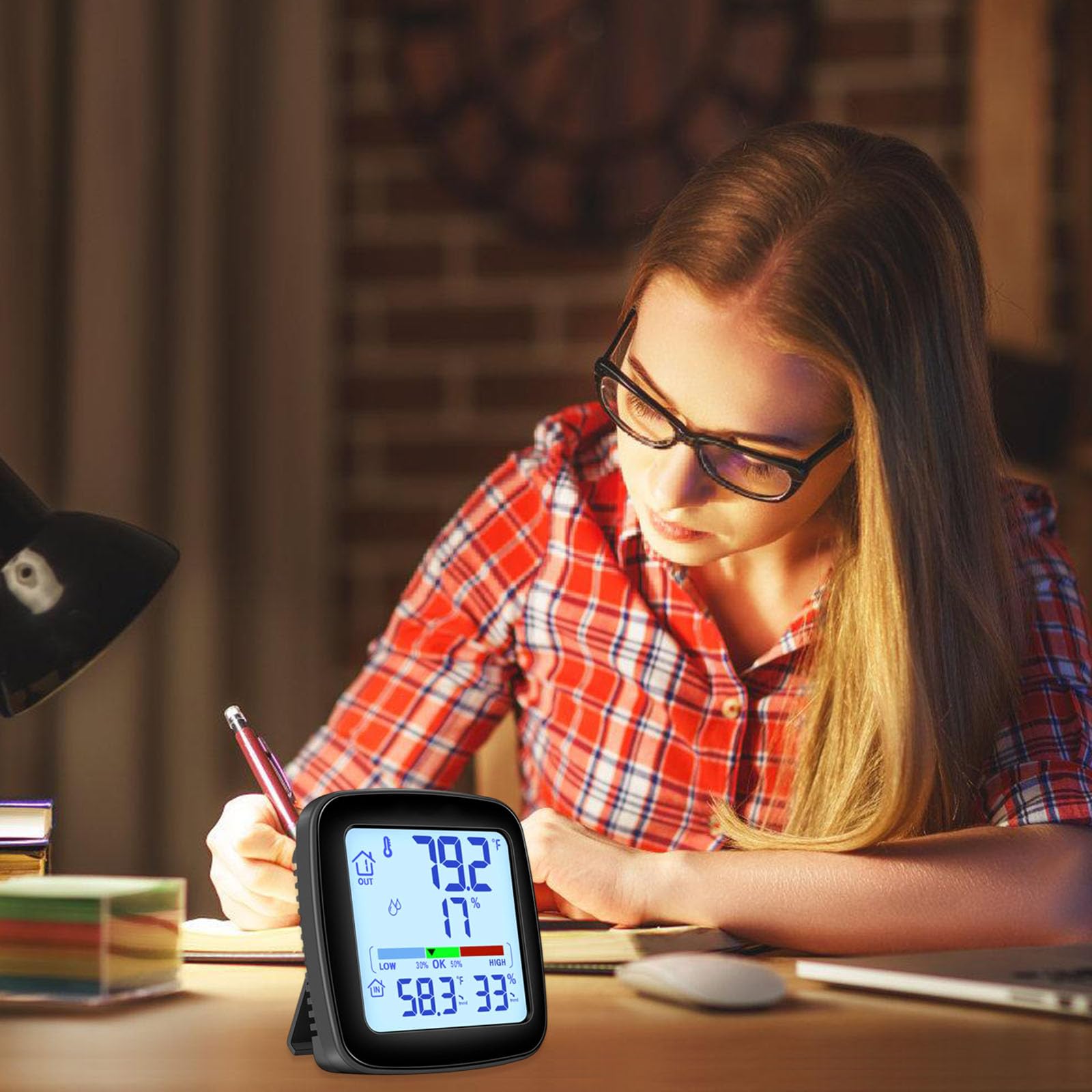 Digitaler ABS Feuchtigkeits Thermograph mit klarer Innenanzeige und energieeffizientem Digital Hygrometer für Badeanzüge