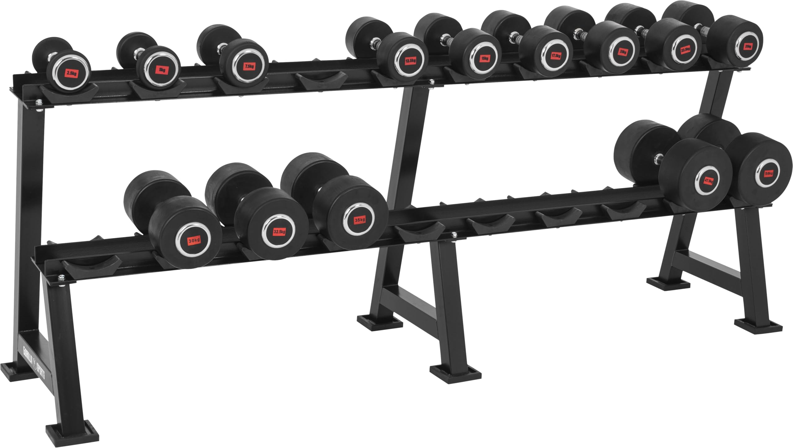 GORILLA SPORTS® Kurzhantelablage mit 2 Ebenen, 20 Ablagen, bis 500 kg