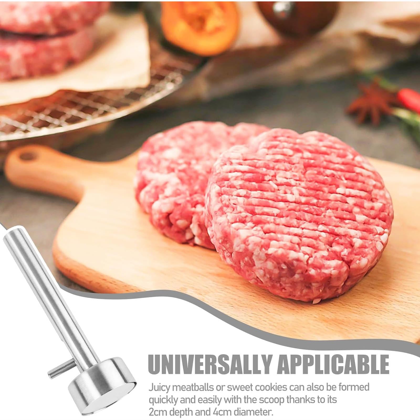 Falafel Portionierer, Paletta Professionale per Falafel, Paletta per Falafel da 4 cm, in Acciaio Inox,Spessa Falafel Maker Scoop, Acciaio Inox Paletta per Falafel per Fare Falafel/Polpette