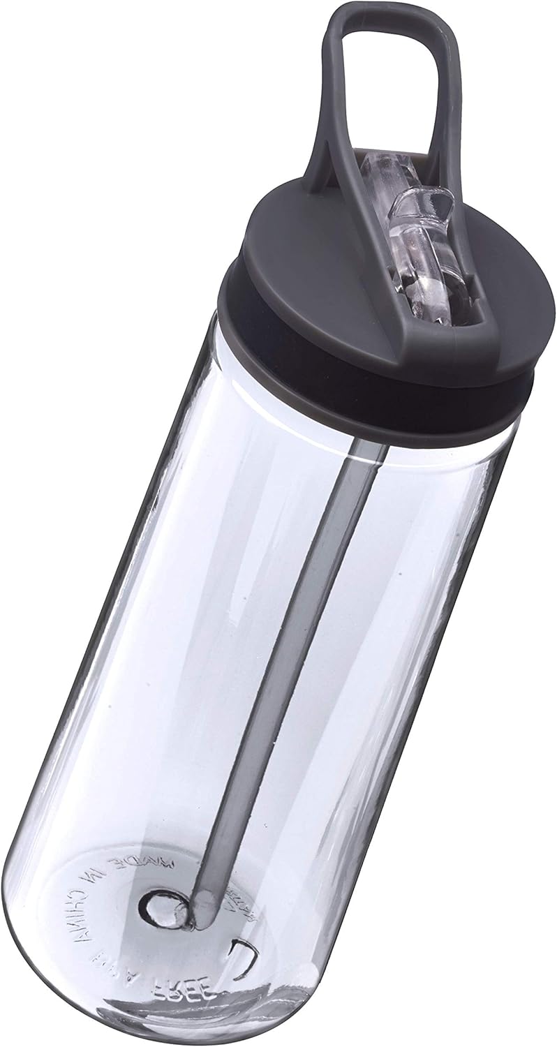 DISCOUNT PROMOS Plastic Sports Bottles with Spill Proof Lids 22 oz. Set of 10, Bulk Pack - Reusable, With Straw, Perfect for Gym, Outdoor Sports, Home, Office - Clear