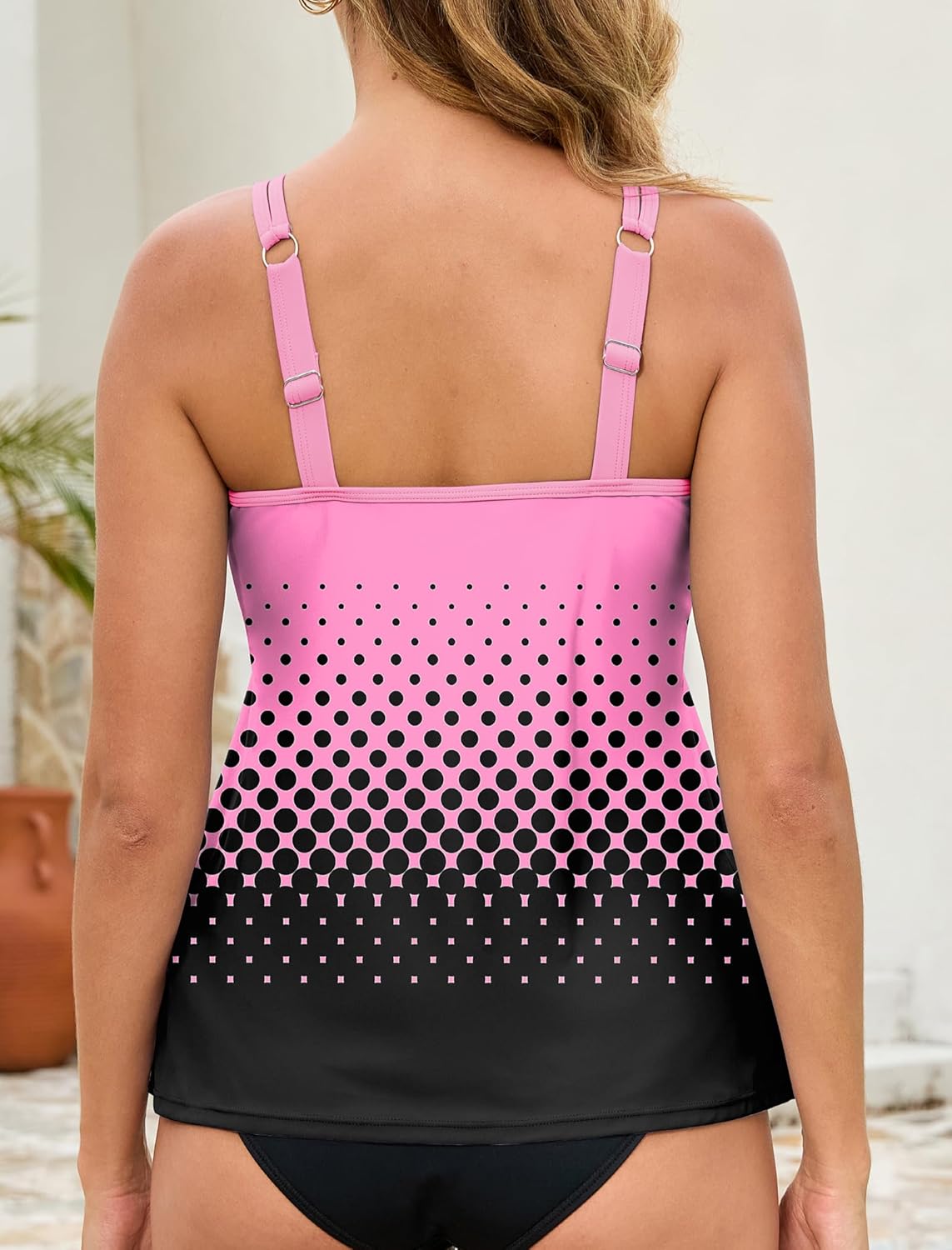HUSKARY Tankini Tops for Women Flowy Swim Top Removable Padded Loose Fit Modest Bathing Suits No Bottom