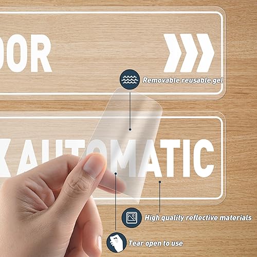 Miniatura 3 de Adhesivo automático para puerta, vinilo de 9 x 3 pulgadas, extraíble, impermeable, autoadhesivo, adhesivo para ventana, para negocios, oficinas,