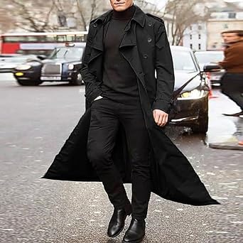 Men's Trench & Rain Coats Waterproof Winter Trenchcoats Lapel Long Jacket | Mens Trench Coat,Trench Coat Men Lapel Long Jacket Double Breasted Overcoat Soft Elegant Windbreaker