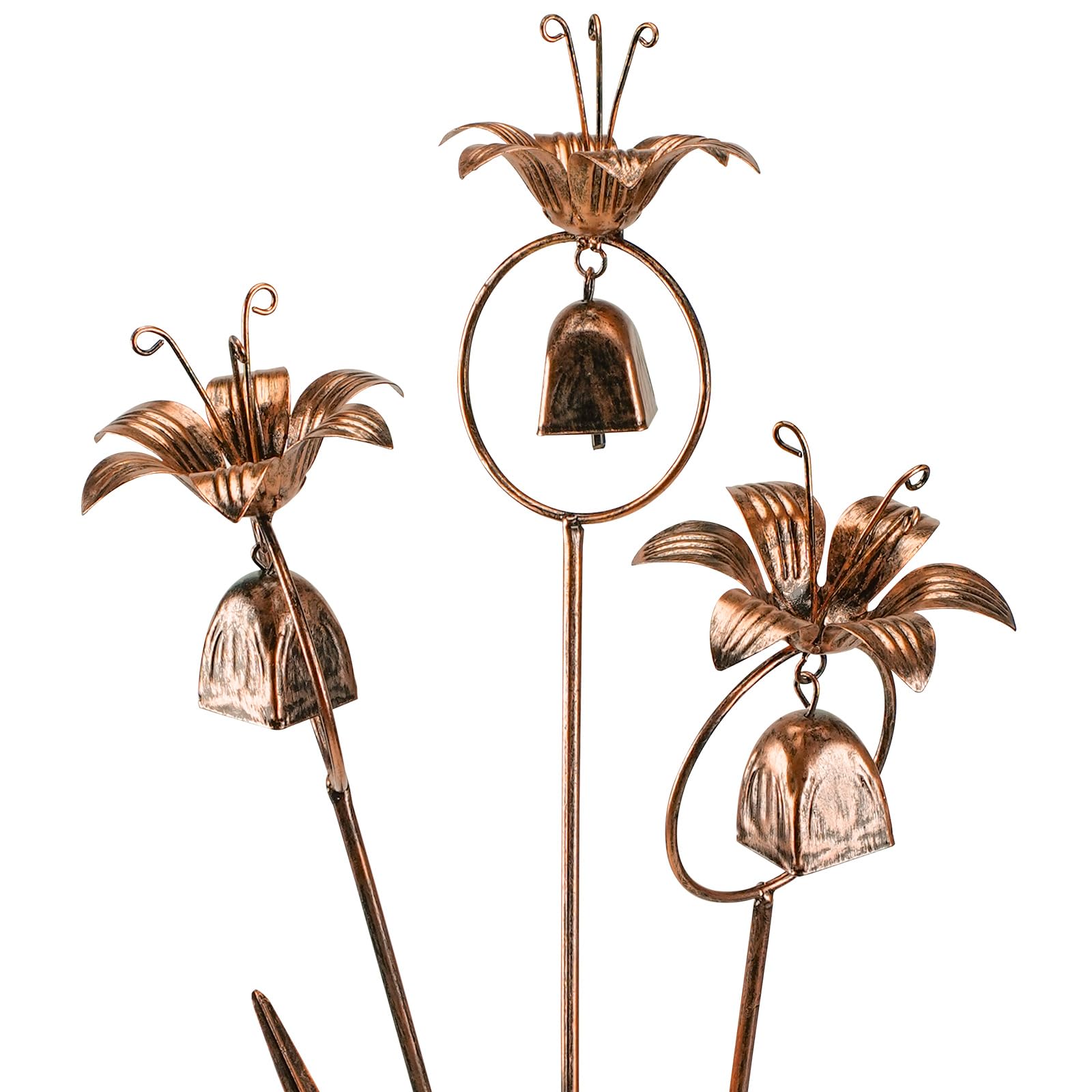 Metal Bronze Calla Lily Flowers with Bells Garden Décor