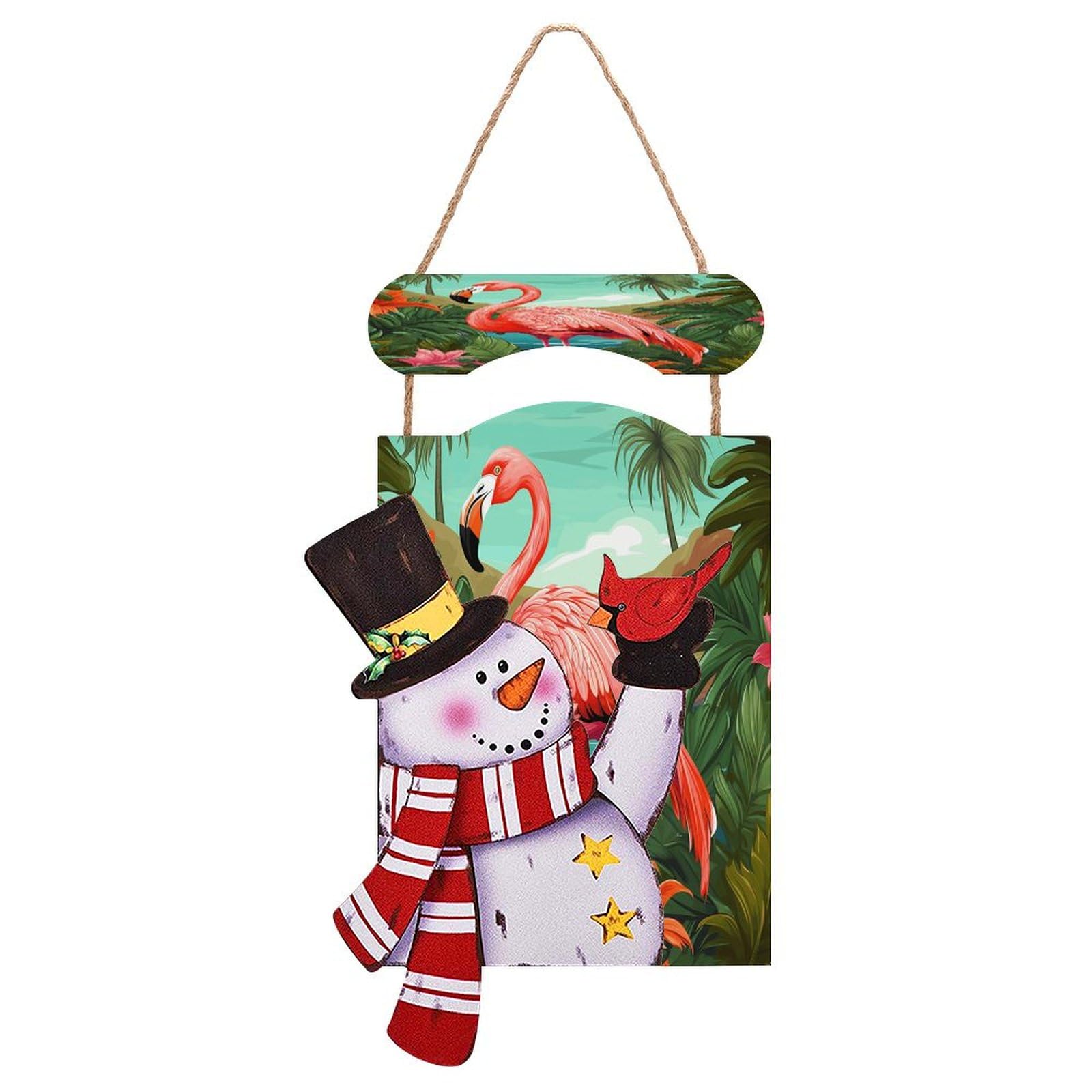 Panneau en bois bonhomme de neige rose pour sublimer votre deco de Noel