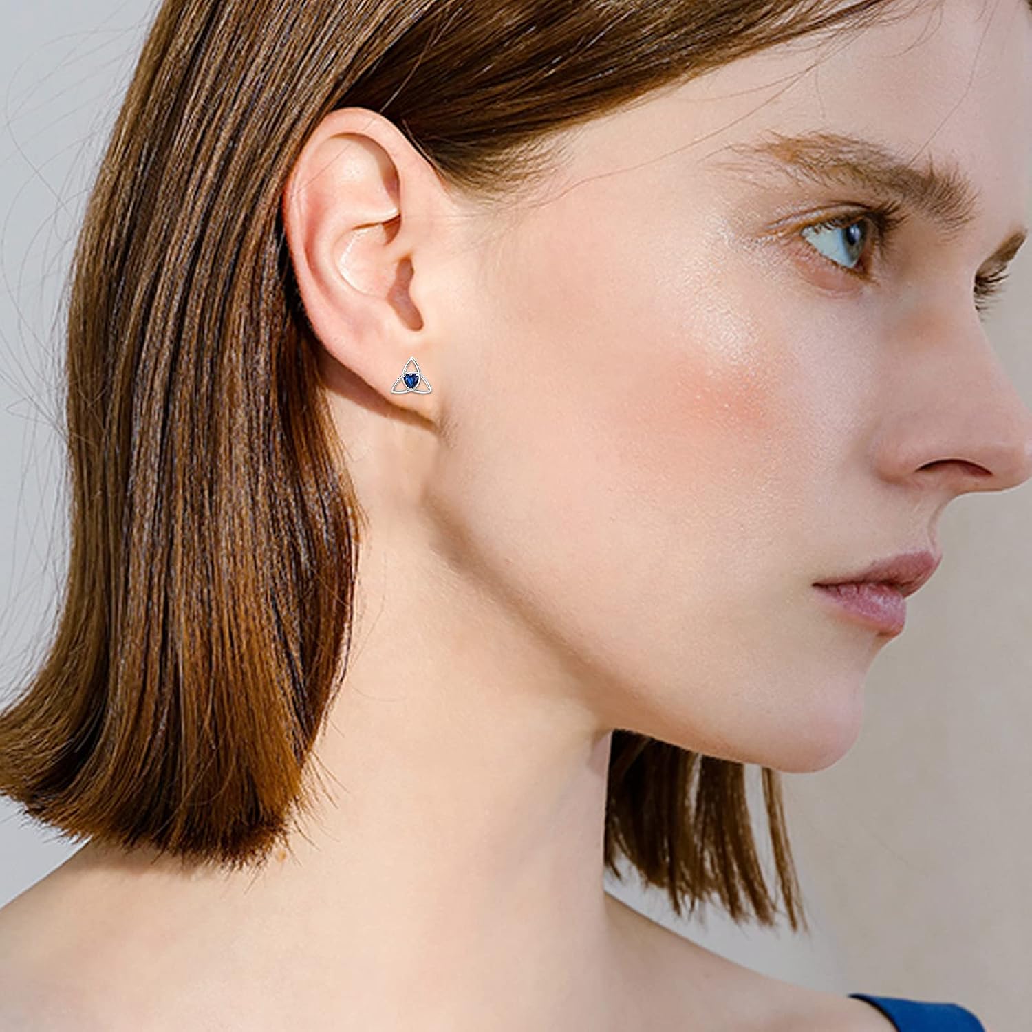 Celtic Knot Stud Earrings Sterling Silver Blue Knot Earrings Celtic Stud Earrings Crystal/Cubic Zirconia Trinity Stud Earrings Celtic Jewelry Gifts for Women