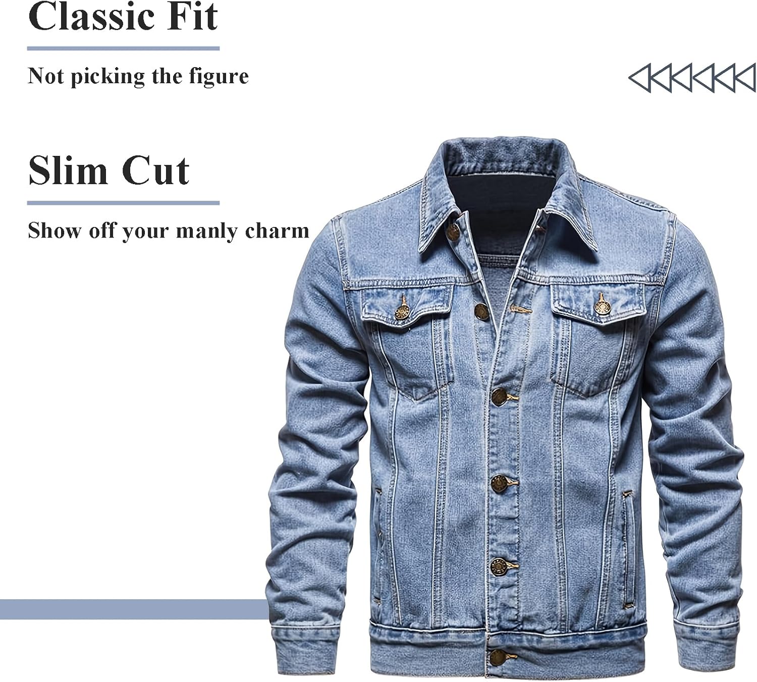Men's Denim Jacket Vintage-Inspired Jean Jacket with Multiple Pockets - Cotton Blend, Machine Washable - Image 7